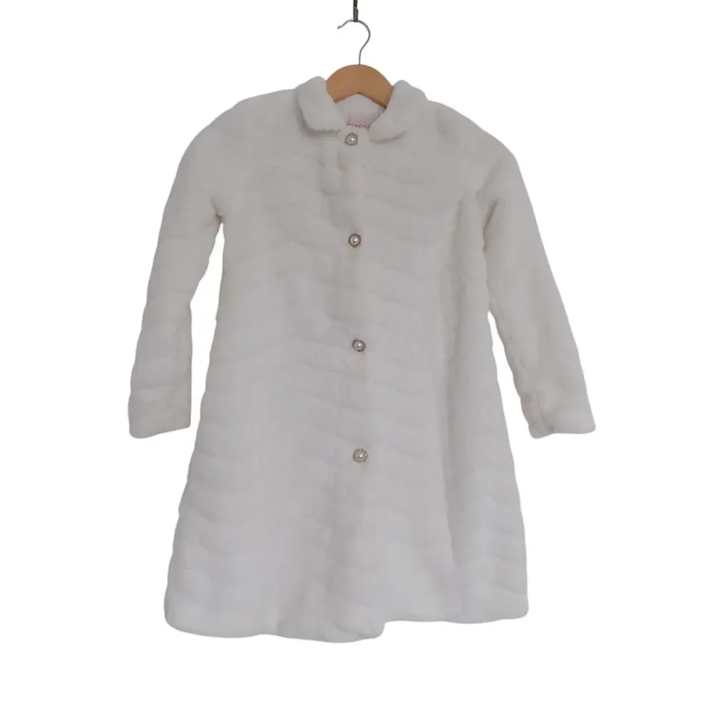 Biscotti Collezioni white faux fur coat girls size 8